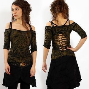 GadoGado 3/4 off shoulder tribal festival top